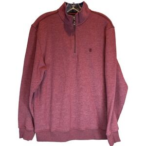 IZOD Men's Medium Dark Red Fleece Quarter Zip Mock Neck Pullover Long Sleeve